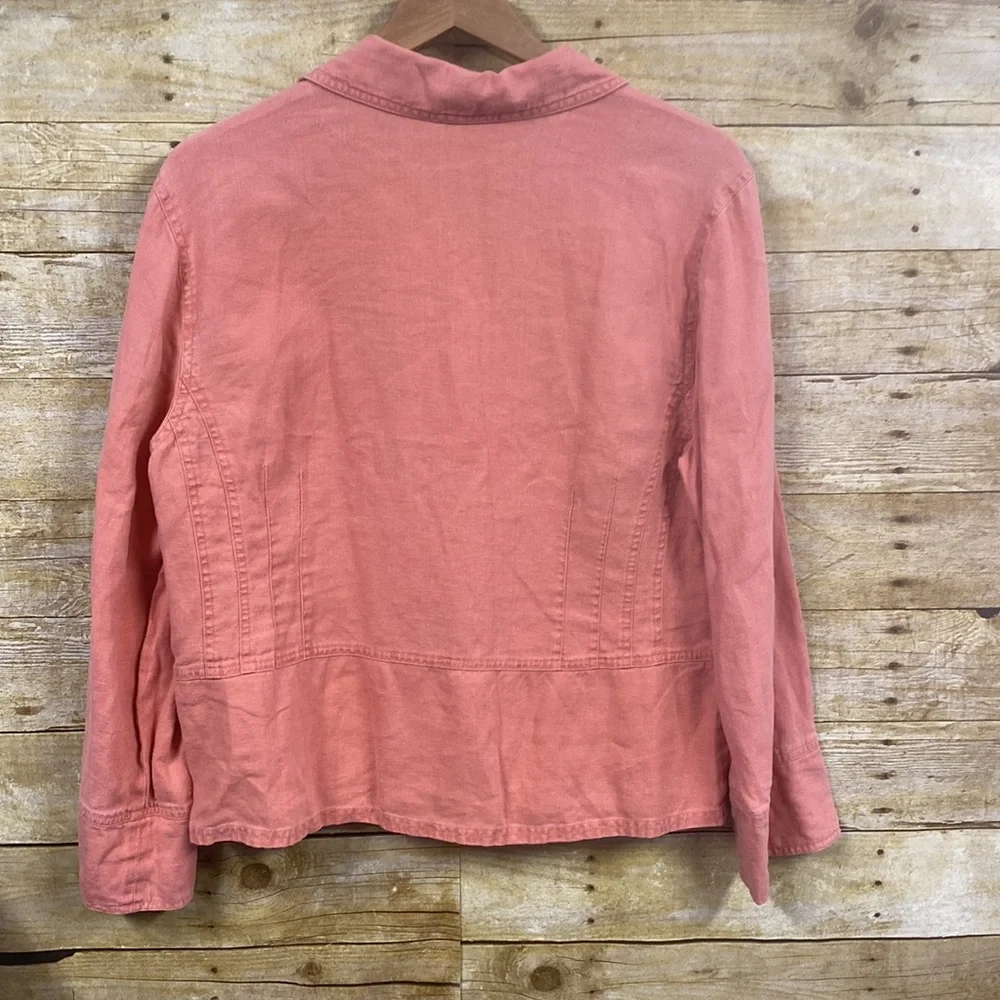 J. Jill 100% linen peach coral jacket size 16 - Picture 9 of 11
